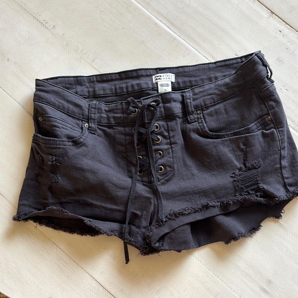 Billabong Black Jean Shorts Distressed Cut-Off